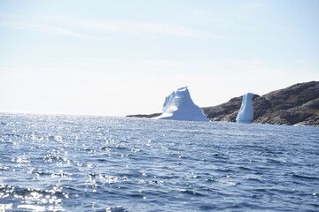 arctic icebergs melting on arctic ocean in greenland