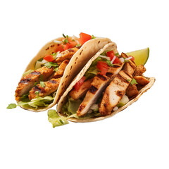 Delicious grilled chicken tacos isolated on transparent background