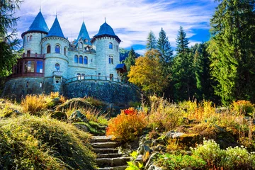 Gardinen Romantic medieval castles of Valle d'Aosta - faiy tale Savoia (Savoy) castle. North of Italy © Freesurf