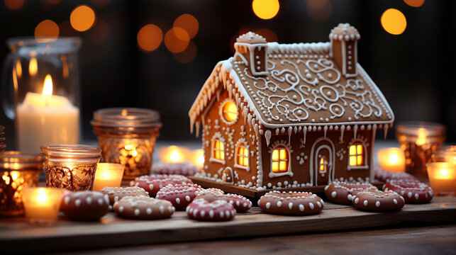 christmas candle in the window HD 8K wallpaper Stock Photographic Image 