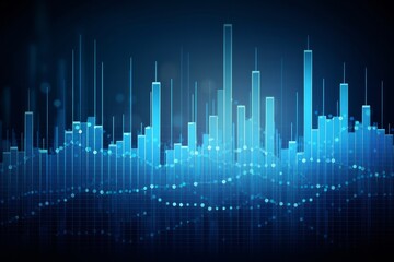 Blue financial chart and business trade investment in stock market abstract background. Economic and infographic concept.  illustration, Generative AI