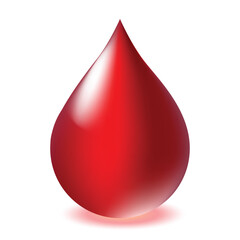 Obraz premium Vector red shiny blood drop isolated on white background - donation, dna test, disease