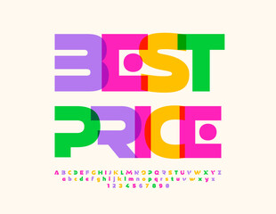 Vector marketing promo Best Price. Watercolor unique Font. Abstract style Alphabet Letters and Numbers