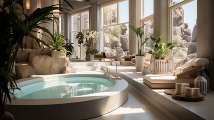 A very luxurious spa with a natural pool.
