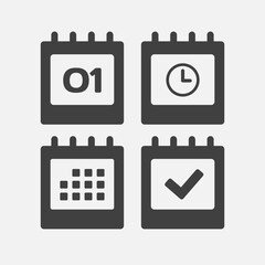 Icon page calendar - 1 day, agenda, timer, done