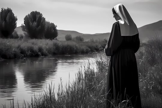 nuns, illustrations of monastic life in the church, religious painting