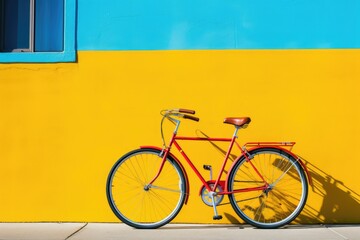 Fototapeta na wymiar Vintage bike parked by colorful wall
