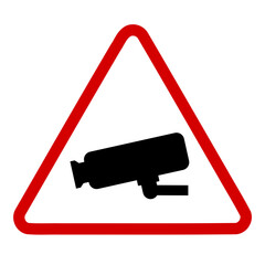 Security camera warning sign. PNG sticker design for video monitoring CCTV warning. Transparent PNG illustration.