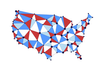 USA map polygon geometric style. United States map modern polygonal style. Transparent PNG illustration.