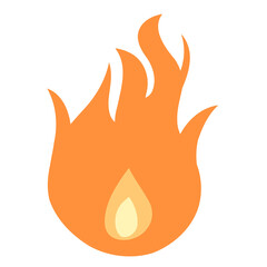 Simple flame icon - PNG fire illustration design element. Transparent PNG illustration.