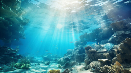 Fototapeta premium Beautiful ocean view with sunbeam. Nature and Ocean beauty concept.