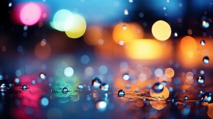 Abstract pattern of water drops and lights