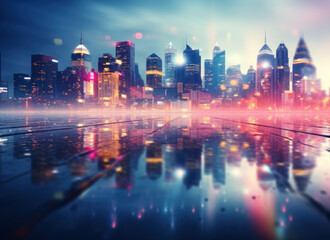 Dream-like cityscape with reflection