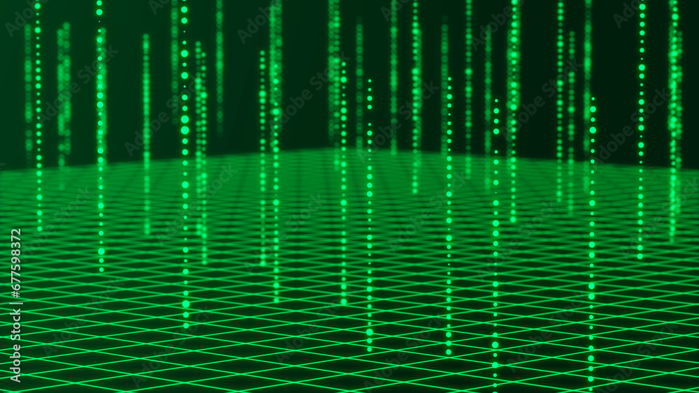 Poster Digital background. Big data. Hacker concept. Abstract matrix. Computer generated many numbers. 3D rendering