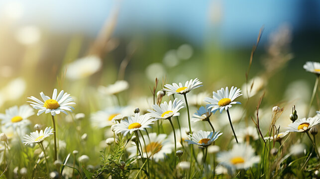 field of daisies HD 8K wallpaper Stock Photographic Image 