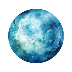 watercolor planet. Fantasy round planet on white background. Generative AI