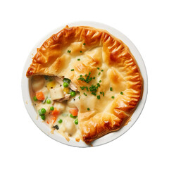 Chicken Pot Pie, top view, transparent background, isolated image, generative AI