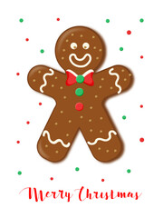 cute gingerbread man, christmas card