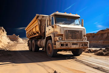 A dump truck loaded with sand drove to the construction site.
