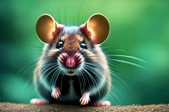 Maus, Feldmaus, Landmaus, mit weichen Fell sch&ouml;nen Augen Nahaufnahme Portrait vor einem unscharfen Hintergrund aus Wald, wild lebende Tiere Haustiere Nager aus Europa, Amerika und Asien