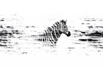 Fototapeta na wymiar Drawing of Zebra, sketch of african mammal illustration, Generated ai, generative, ai