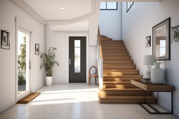 Interior home rendering, Front door. - obrazy, fototapety, plakaty