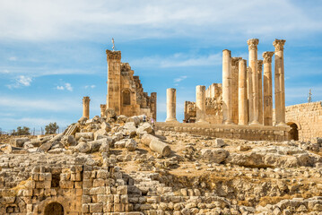 View at the Temple of Zeus in Archaeological complex of Jerash - Jordan