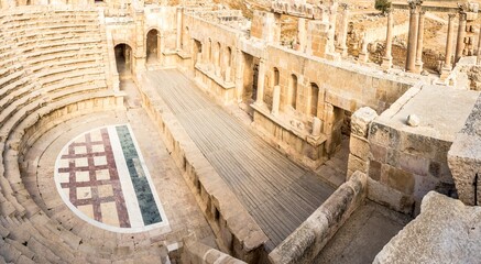 View at the North theatre in Archaeological complex of Jerash - Jordan