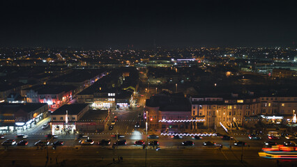 Fototapeta na wymiar Scenic aerial photo of the city Blackpool at night