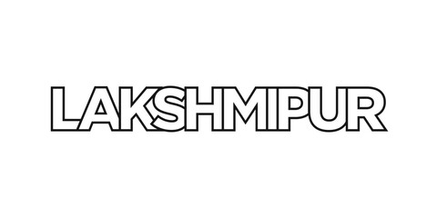 Lakshmipur in the Bangladesh emblem. The design features a geometric style, vector illustration with bold typography in a modern font. The graphic slogan lettering.
