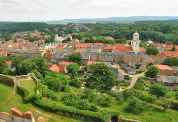Panorama of the town of Bolków from the castle tower, Poland