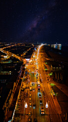 Fototapeta na wymiar Scenic aerial photo of the city Blackpool at night