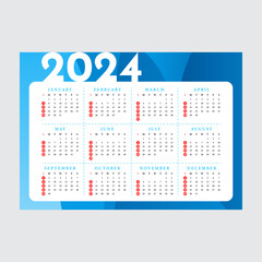 2024 Calendar Template Editable Vector
