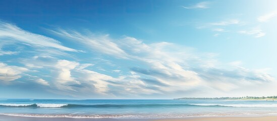 Obraz premium In the summer I love to travel and explore the beauty of nature s ocean beach where the blue sky blends seamlessly with the breathtaking landscape