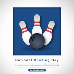 National Bowling Day Paper cut style Vector Design Illustration for Background, Poster, Banner, Advertising, Greeting Card