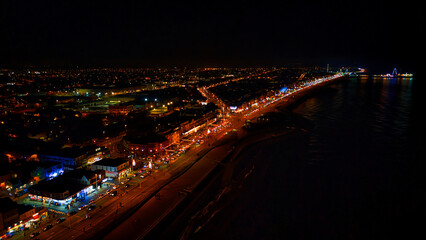 Fototapeta premium Scenic aerial photo of the city Blackpool at night