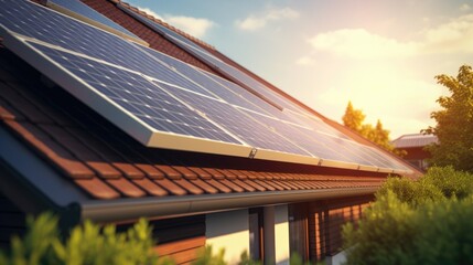 Solar panels on the roof of a house