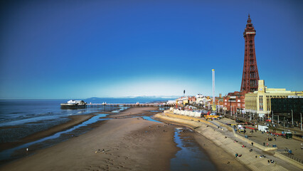 aerial view of the beach in Blackpool 