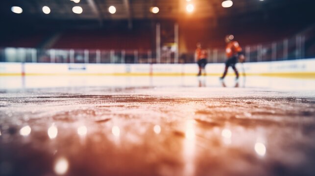 Hockey Players On An Ice Rink In Position