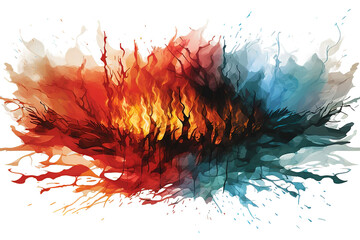 vibrant colors explode in messy isolated on PNG Background. Generative Ai.