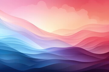 In a serene composition, a color gradient gracefully envelops the rhythmic patterns of ocean waves, creating a tranquil and visually immersive abstract background. Illustration - obrazy, fototapety, plakaty