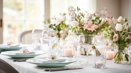 dining fresh bright table elegant illustration setting modern, decor glass, arrangement design dining fresh bright table elegant