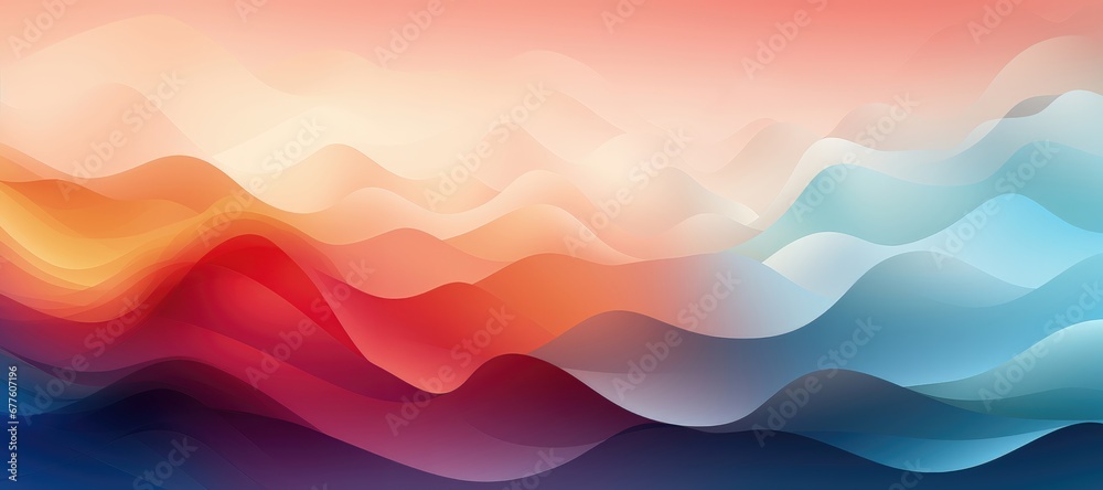 Wall mural in a wide-format composition, a seamless color gradient elegantly depicts the dynamic flow of ocean 