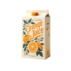 Orange juice carton box isolated on white transparent background, PNG