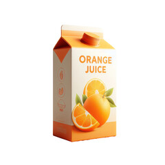 Orange juice carton box isolated on white transparent background, PNG - obrazy, fototapety, plakaty
