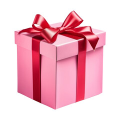Pink Gift Box with Red Ribbon Bow