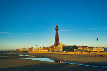 view of the tower in Blackpool - obrazy, fototapety, plakaty