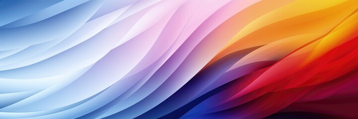 In a wide-format composition, a seamless color gradient contributes to the creation of visually captivating dynamic flows in an abstract background. Illustration
