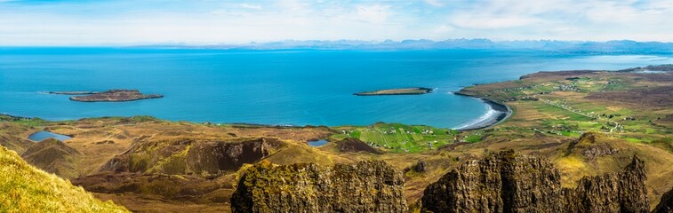 Beautiful panorama view of Quiraing, Scotland, Isle of Skye