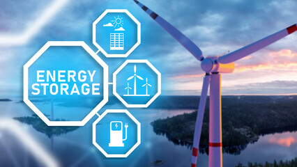 Energy storage. Wind generator. Electricity generator from renewable sources. Offshore windmill....
